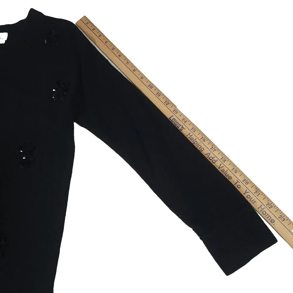Wool jewel Beaded Sweater Kate Spade M Black Live Colorfully Holiday Career Wear